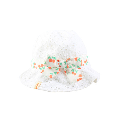 Hat Baby White Lace and Peach Band